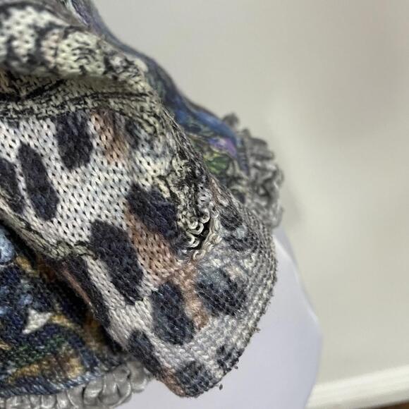 Vintage Alberto Makali Patchwork Sweater Jacket Ruched Ruffle Lace Cardigan sz S - Picture 9 of 10